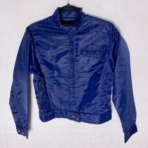 Vintage Club Monaco Navy Blue Nylon Jacket S Y2K 90s Indie Sleaze Mod Café Racer